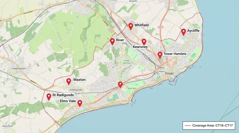 Mobile Tyre Fitting Dover 35 dover map